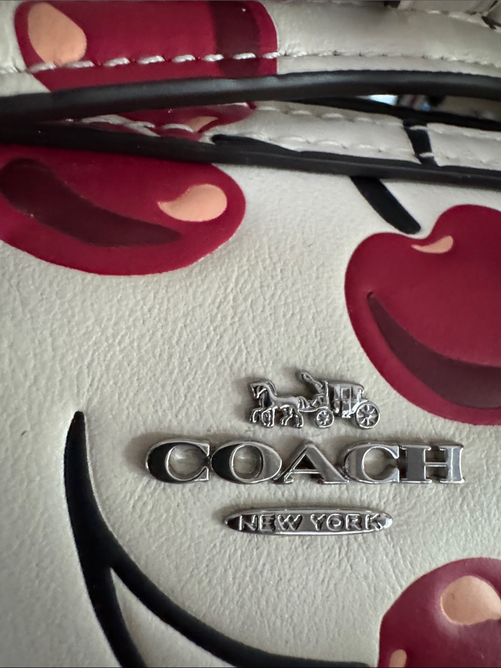 🍒Super Cute🍒 Authentic Coach CY745 Cream Mini Satchel with Red Cherry Print 🍒 - Picture 6 of 15
